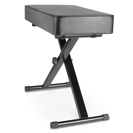 Banqueta Piano Regulable en Altura 50-52-54-56CM, Taburete Piano con Cojín de PU de 8CM, Banco Piano Plegable, Banqueta de Piano en Forma de X, Banco de Teclado con Capacidad de Carga de 100KG, Negro