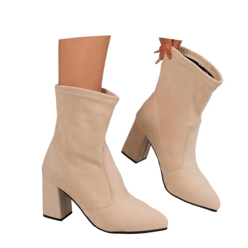 Botines de mujer de piel de ante estilo botas pirata western con tacón 2