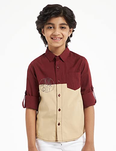 Image of Amazon Brand - Jam & Honey Boy's Regular Fit Shirt (JH-BST-SH-35 Beige 8 9 Years)