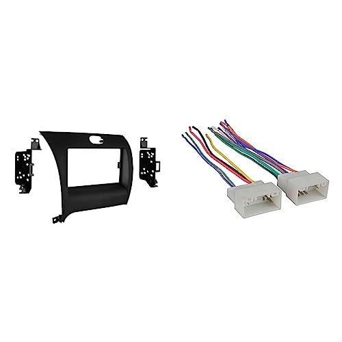 Image of Metra 95-7356B Double DIN Installation Dash Kit for Kia Forte 2014- (Black) & METRA Ltd 70-7304 Wiring Harness for Select 2010-Up Kia and Hyundai Vehicles