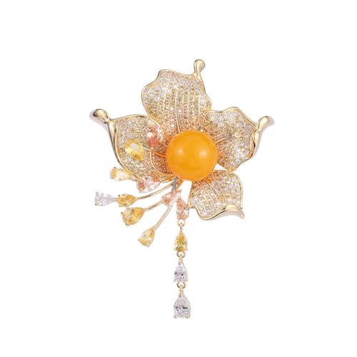 Broche accessoires pour vêtements avec perle fleurie et zircone pour manteau et veste