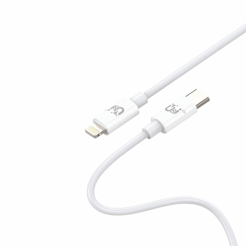 U&IiPhone Charger 1M Cable USB C to Lightning Cable 5A Fast Charging Power Delivery 2OW Fast Charger tangle free for iPhone 14/14 Pro/14 Plus/14 Pro Max, ipad Pro, iPhone 8-13 All Series - White