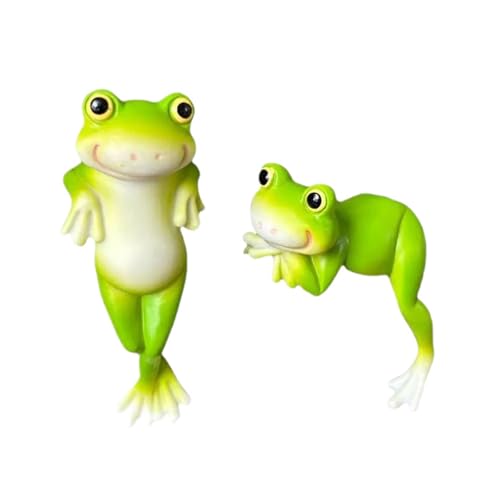 Kfwfuaee 2 piezas de resina ranas estatuas de jardín adornos esculturas macetas decorativas perchas para balcón ventana umbral decoración al aire libre formas rana perchas para jardines