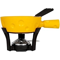 Cacerola Para Fondue De Queso Boska Set de fondue Super Cheesy - Cacerola para fondue en forma de queso - Apto para el lavavajillas - Incluye 6 tenedores de fondue y dos quamadores - Amarillo -1.3L