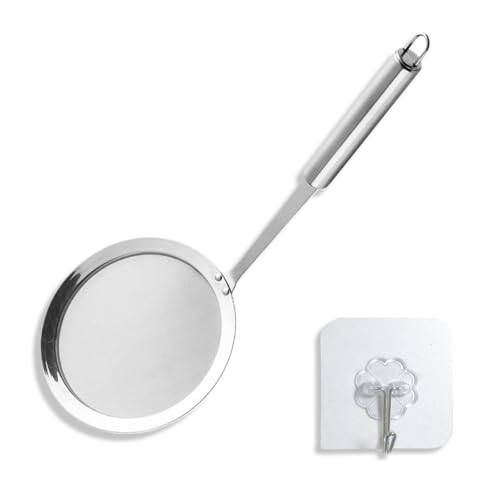 fKiZanthene Schaumlöffel aus Edelstahl 32 cm mit Feinem Sieb 100 Maschen, Küchenhelfer als Schaumkelle und Abseihlöffel für Küche Haushalt und Outdoor Kochen