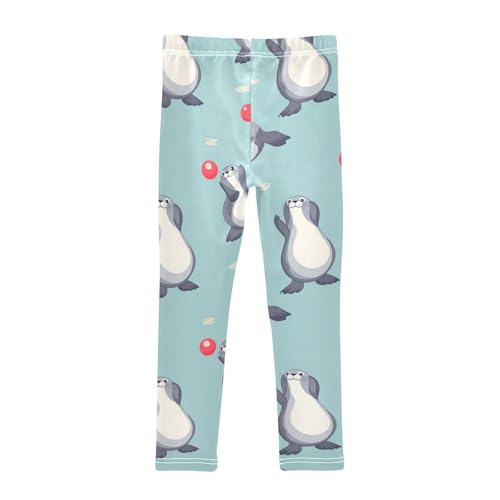 Seal Playing Ball Girls Leggings,Workout Leggings for Girls Toddler Athletic Legging Size for 3-10T2