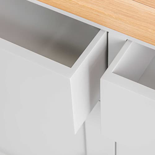 RoselandFurniture Farro Mini Grey Sideboard for Living Room Painted Small Storage Cabinet | Fully Assembled Solid Wood 2 Door Cupboard with 2 Drawers & Oak Top for Kitchen Dining Room or Hallway