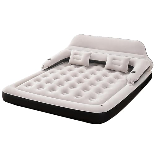 DIMAR GARDEN Queen Size Air Mattress with Headboard and Pillows, Inflatable Bed Blow Up Bed