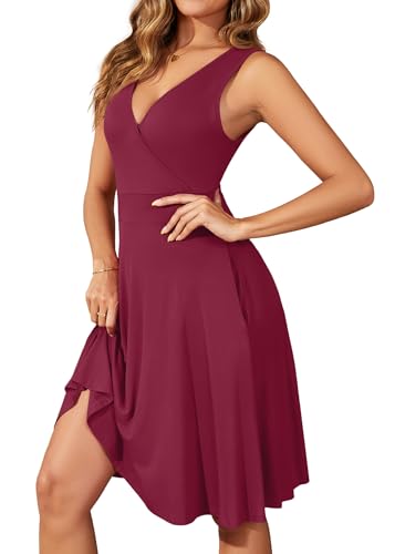 Image of WEACZZY Women's Summer Sleeveless Casual Dresses V-Neck Wrap Floral Holiday Tank Dress Flowy Beach Sundress with Pockets