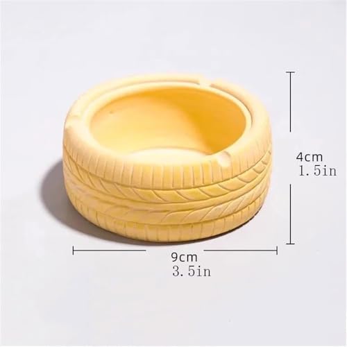 Cendrier de chambre à coucher jaune en résine avec design pneu résistant