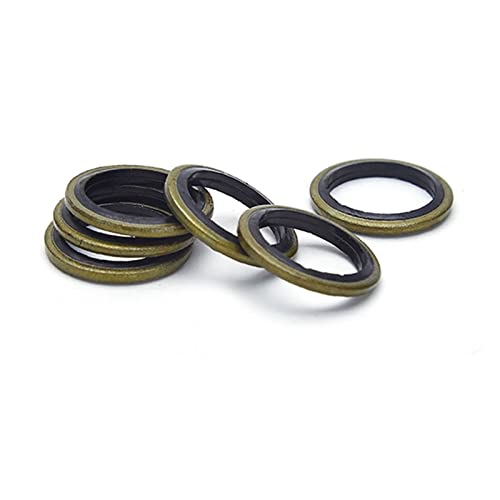 Gasket Rotating M4/5/6/8/10/12/14-M45 Bonded Washer, Rubber Metal Oil Drain Plug Seal Gasket, Combined Washer Sealing Ring, Hydraulic Pipe Seal Pad Seal Resistant(Size:M10 (20pcs))