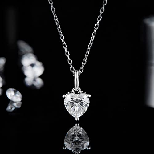Collier cœur moissanite 1 carat en argent 925 pour mariage