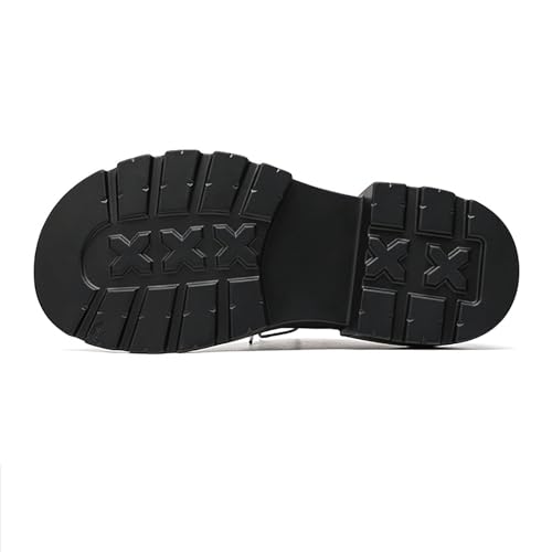 Men's Round Toe Platform Chunky Heel Oxford Shoes Classic Lace Up Non-Slip Lug Sole Derby Dress Shoes Fashion Metal Decor Punk Motorcycle Shoes4