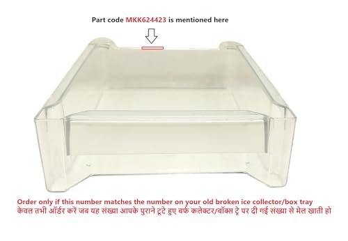 Image of Part Code MKK624423 Genuine Ice Cube Tray Box Compatible with LG Double Door Refrigerator Ice Collector Box, Match Code & Buy Fridge Door Shelf (17.5x26.5 CM)