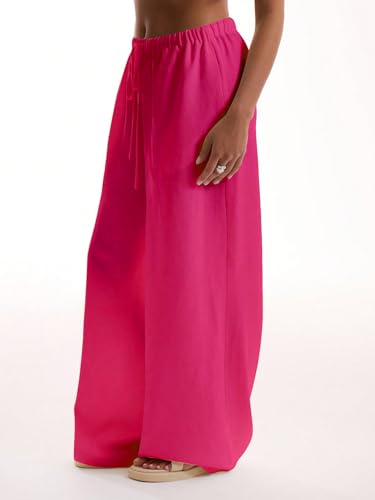 Image of RoseSeek Women's Beach Cover Ups Wide Leg Loose Linen Pants Swimsuit Coverup Summer Vacation Outfits 2026