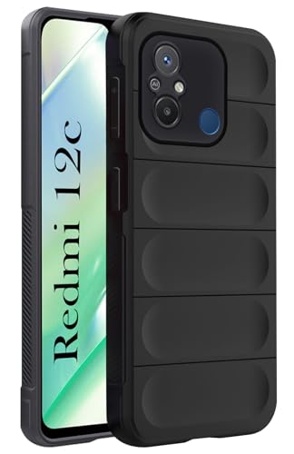 Image of Jkobi Back Cover Case for Xiaomi Redmi 12C (Matte Liquid Silicone | Micro-Fiber Cloth Inside | Camera Protection | Shockproof | Black)
