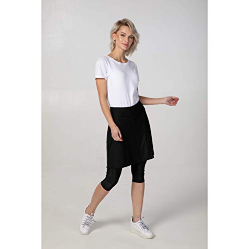 GoModest Women's Active Workout Skirt + Leggings | Athletic Sports & Swim Skort (Black, 2X)