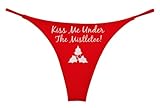 Kiss Me Under The Mistletoe Thong Christmas Cheer Holiday Season (Pack of 1) Large Red