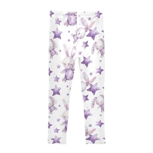 Watercolor Rabbit Star Girls Leggings Athletic Pants Tights Stretch Bottom2