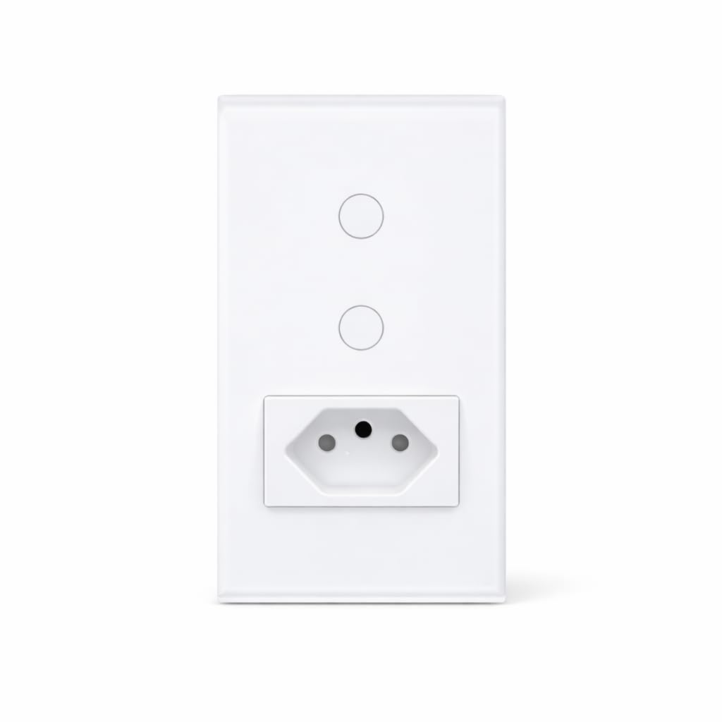 Interruptor Touch 2 Botões E 1 Tomada Inteligente Wifi Teclas Alexa Smart Tuya KINZIN
