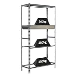 PROREGAL Reifenregal mit Schubfach und Ablagefl&auml;che Metal Shark No. 3 | HxBxT 200x100x40cm | 12 Reifen | Grau Reifenst&auml;nder Garagenregal