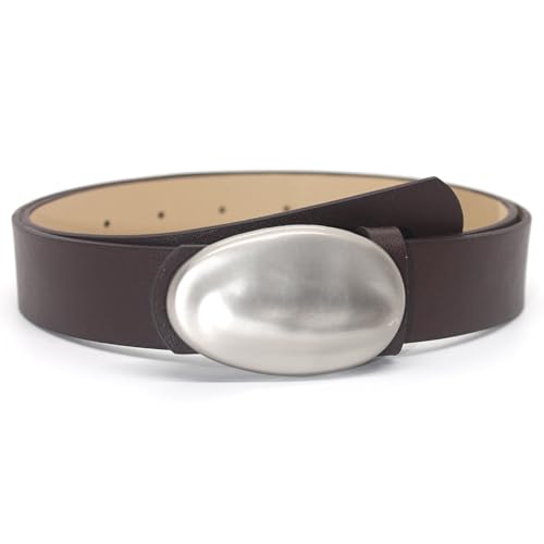 Womens Jeans Dress Simple Solid Color Waist Belt PU Faux Leather Belt With Oval Shape Metal Buckle Adjustable Waistband