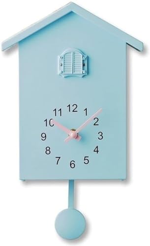 鳩時計 掛け時計 置き時計 振り子時計 アナログ リビング かわいい 北欧 ハト時計 はと時計 壁掛け カッコウ時計 カッコー時計 (ブルー)