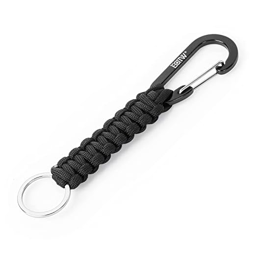 EOTW Porte-clés en paracorde avec mousqueton pour homme et femme, Black, 6.1 inch