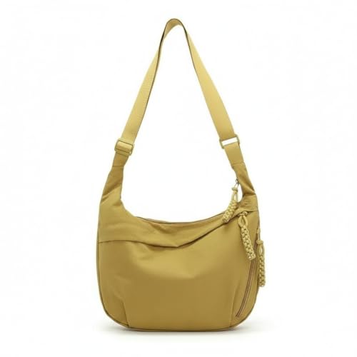 Image of GLOSSY Nylon Crescent Crossbody Sling Bag For Women and Girls, 3 Zippers, Lightweight, Travel and Casual use