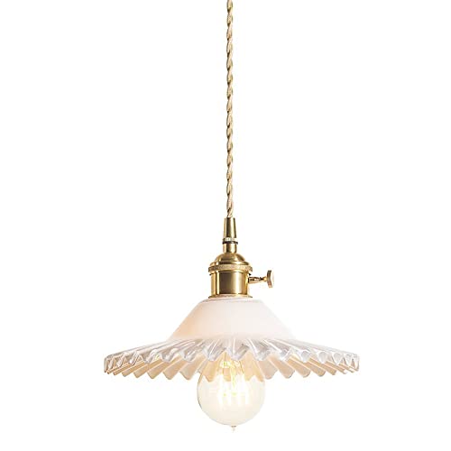 Luminaires de cuisine suspendus base E26 hauteur réglable lampe en verre laiton