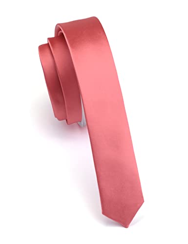 GUSLESON Fashion 1.38"(3.5cm) Solid Color Formal Necktie For Men + Gift Box, Coral Pink, general