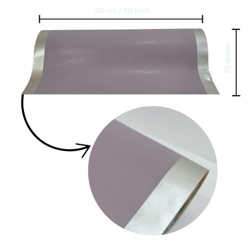 Image of Oasis Ecofriendly Kraft Paper Roll | Multipurpose Wrapping Paper for Flower Bouquets, Gift Packing, Hampers, Wedding, Festival, Arts & Crafts, DIY & Event Decor Purple With Silver Border - 25 Meter Long