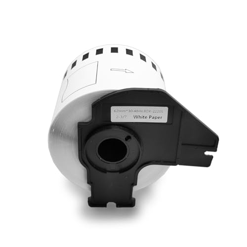 GROF 10 Rollen DK-22205 Endlosetiketten kompatibel mit Brother – 62mm x 30,48m, selbstklebende Papierrolle für QL-Serie QL-500 QL-700 QL-800, ideal für Versandetiketten