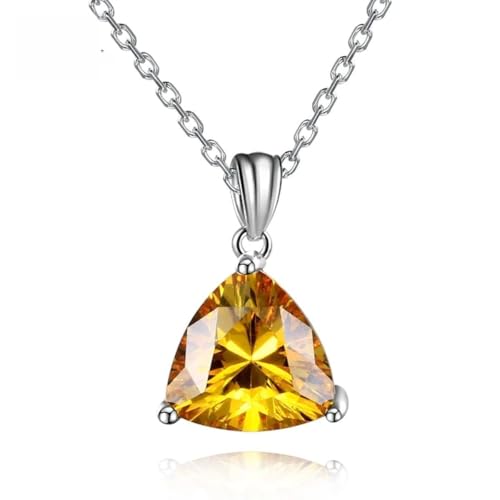 Collier en argent S925 avec pendentif triangle jaune doré chic - 4