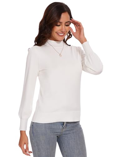 Image of Spicy Sandia Women's Long Sleeve Mock Turtleneck Sweaters | Lantern Sleeve, 2026 Fall Winter Trendy, Capsule Wardrobe Staple