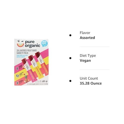 Generic Pure Organic Layered Fruit Bars 3 Variety Pack ~ Raspberry Lemonade ~ Strawberry Banana ~ Pineapple Passionfruit ~ Pack of 1