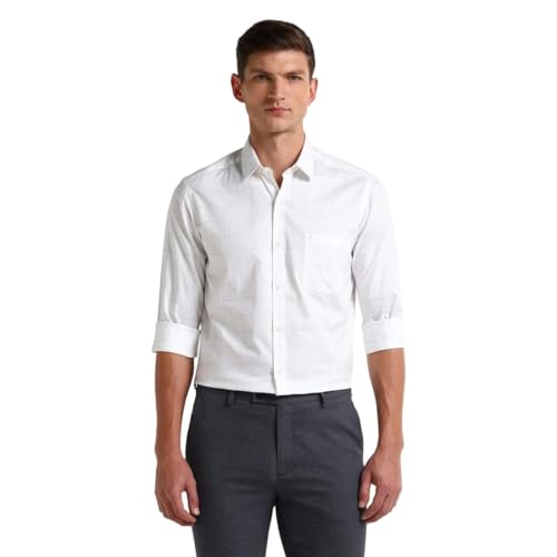 Image of Arrow Solid Slim Fit Mens Formal Shirt - 100% Cotton, Breathable & Comfortable, Full Sleeves Shirts for Men