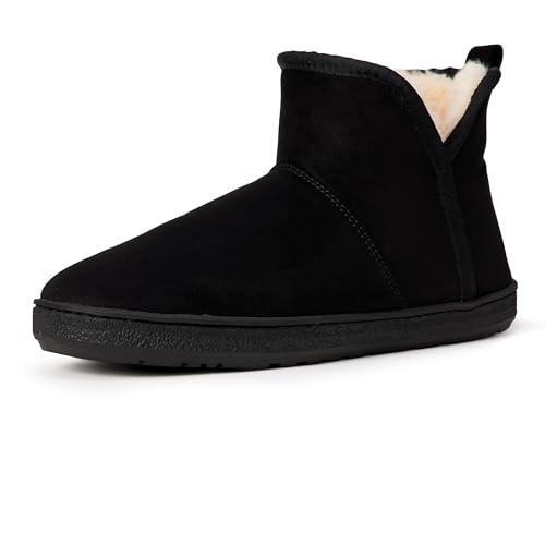 Amazon Essentials Men's Sherpa Boot Slippers, Black, 12