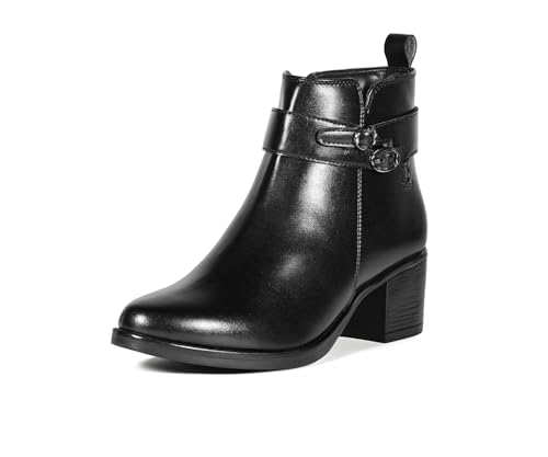 Image of LOUIS STITCH Women's Mid-Top Ankle Boots | Elegant Buckle Chelsea Boots with Zipper| Slip-On Boots for Women | Boot for Casual Outings| LSLD-CLBT