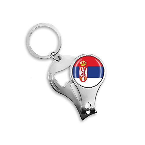 Porte-clés multifonction avec décapsuleur et coupe-ongles Motif drapeau national de Serbie