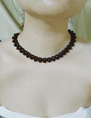 Obsa Smart Women's Fashion Black Choker Necklaces Faux Pearl Necklaces Wave Handmade Beaded Necklaces Dainty Statement Necklaces (Vintage) #TOP2
