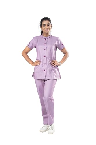 Image of UNIFORM CRAFT - Polyester Cotton Twill Nurse Uniforms - Ideal for Nurse Uniforms for Women | Clinic Uniforms | Scrub Suit for Nurses | Hospital Uniform, NT11 Violet 2XL