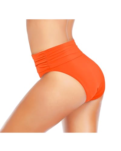 Image of Tempt Me Women's High Waisted Bikini Bottom Tummy Control Ruched Bathing Suit Swim Bottom