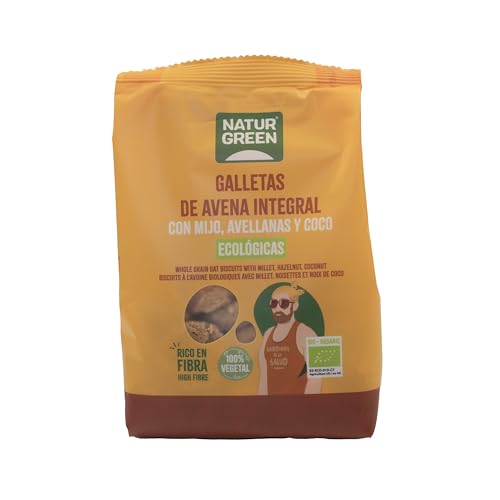 NaturGreen Galleta de Avena Integral con mijo, avellanas y coco Bio 140 g Pack 8 unidades