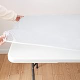 Clear Vinyl Tablecloth for Folding Table -Fitted Rectangular Elastic Edge Table Cover Waterproof...
