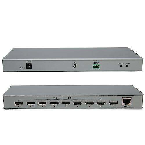 Multiviewer 8x1, 4K Quad Multi Viewer Seamless Switcher 8 in 1 Out with RS232 Control, 8 Screen Splitter for Security Camera, Game Consoles (US Plug)