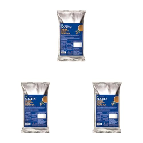 Image of Society One Minute Tea | Ginger Lemongrass Flavour | Made with Lemongrass & Ginger | Flavoured Instant Tea | 1 kg Pouch | Pack of 3