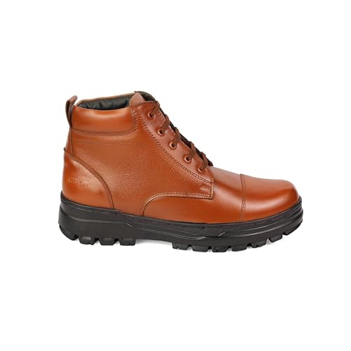Image of XHUGOY MEDIUM RANGE LACE-UP COMBAT POLICE DMS WARDI BOOT IN BLACK|TAN COLOUR SIZE 3-12 FOR MEN