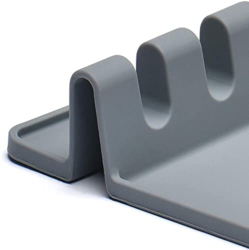 BluBasket Silicone Multiple Utensil Rest with Drip Pad, Utensil Holder for Stove Top, Kitchen Spoon Rest & Spoon Holder for Brushes Spatulas Ladles Forks, BPA Free Heat Resistant 1 PC 4