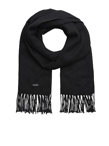 JACK & JONES Jacsolid Woven Scarf Noos Bufanda, Negro (Black Black), Talla Única para Hombre